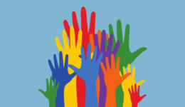 illustration of different color raised hands